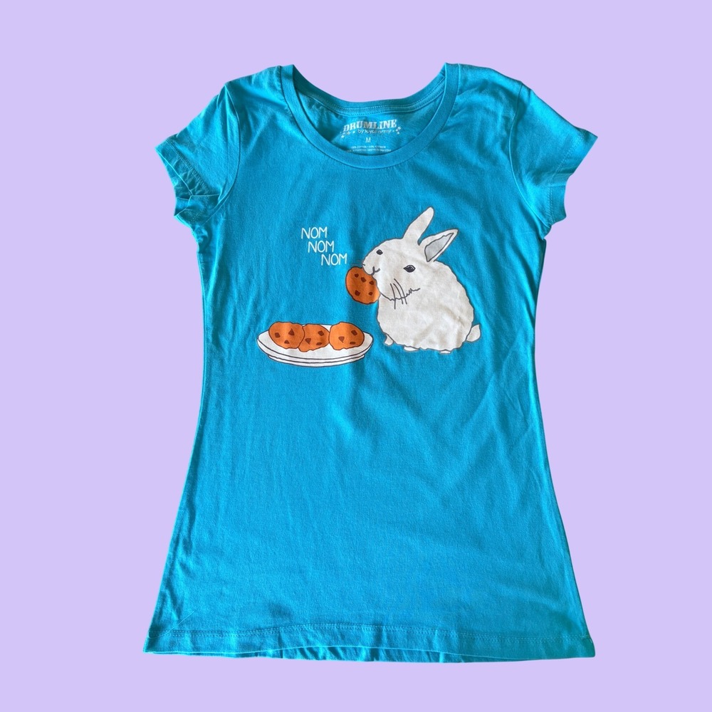 Y2K Drumline Blue Bunny Cookie Graphic Tee Shirt Scene #17